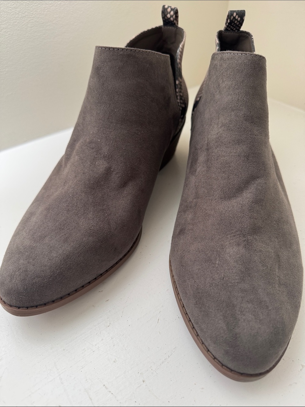NWT Lane Bryant Brown and snakeskin print textile heeled ankle booties. 12W.